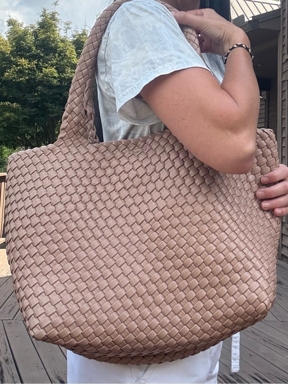 Basket Weaved leather Tote - Picture 2 of 2